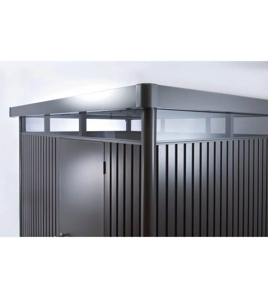 CASETTA DA GIARDINO BIOHORT "HIGHLINE H2" IN ACCIAIO ZINCATO COLORE GRIGIO SCURO METALLIZZATO CON PORTA BATTENTE DOPPIO 275X195X222 CM - COD. 84039