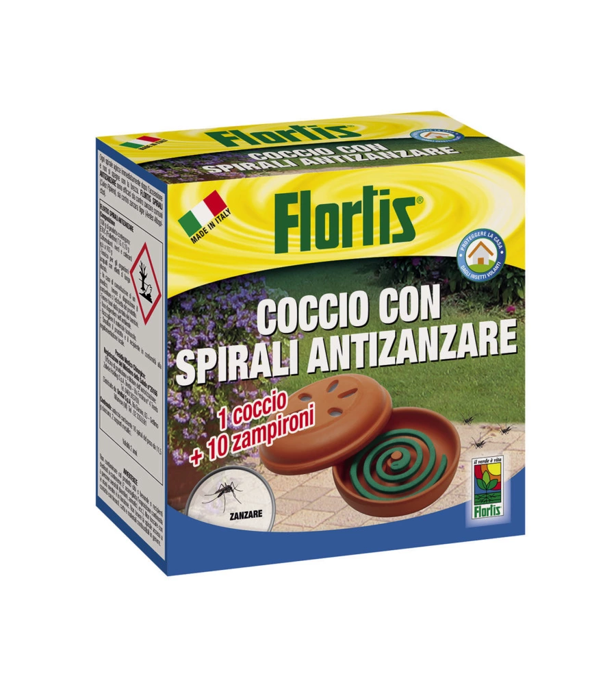 COCCIO CONTENITORE FLORTIS CON 10 SPIRALI ANTIZANZARE