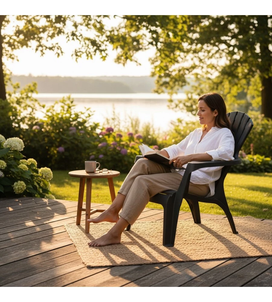 POLTRONA DA ESTERNO "DOLOMITI" IN POLIPROPILENE ANTRACITE 75X86X86 CM