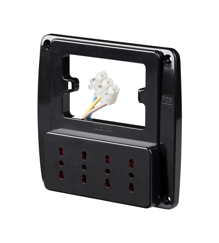 PRESA MULTIPLA DA PARETE "EMILIA SMART" CON 4 PRESE BIVALENTI 10/16A - NERA.