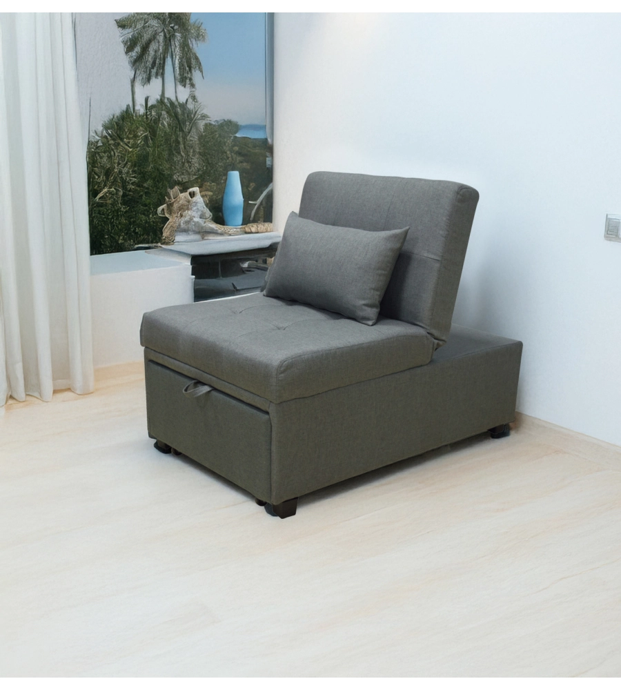 POUF 3 IN 1 BELLAHOME "KING" TRASFORMABILE IN POLTRONA E LETTO GRIGIO 112X81X88 CM