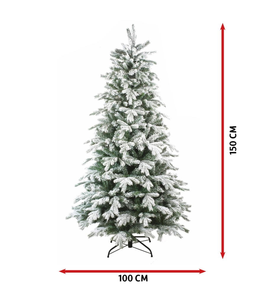 ALBERO DI NATALE "FIOCCO NEVE" CON 732 RAMI AD AGGANCIO, 150 CM