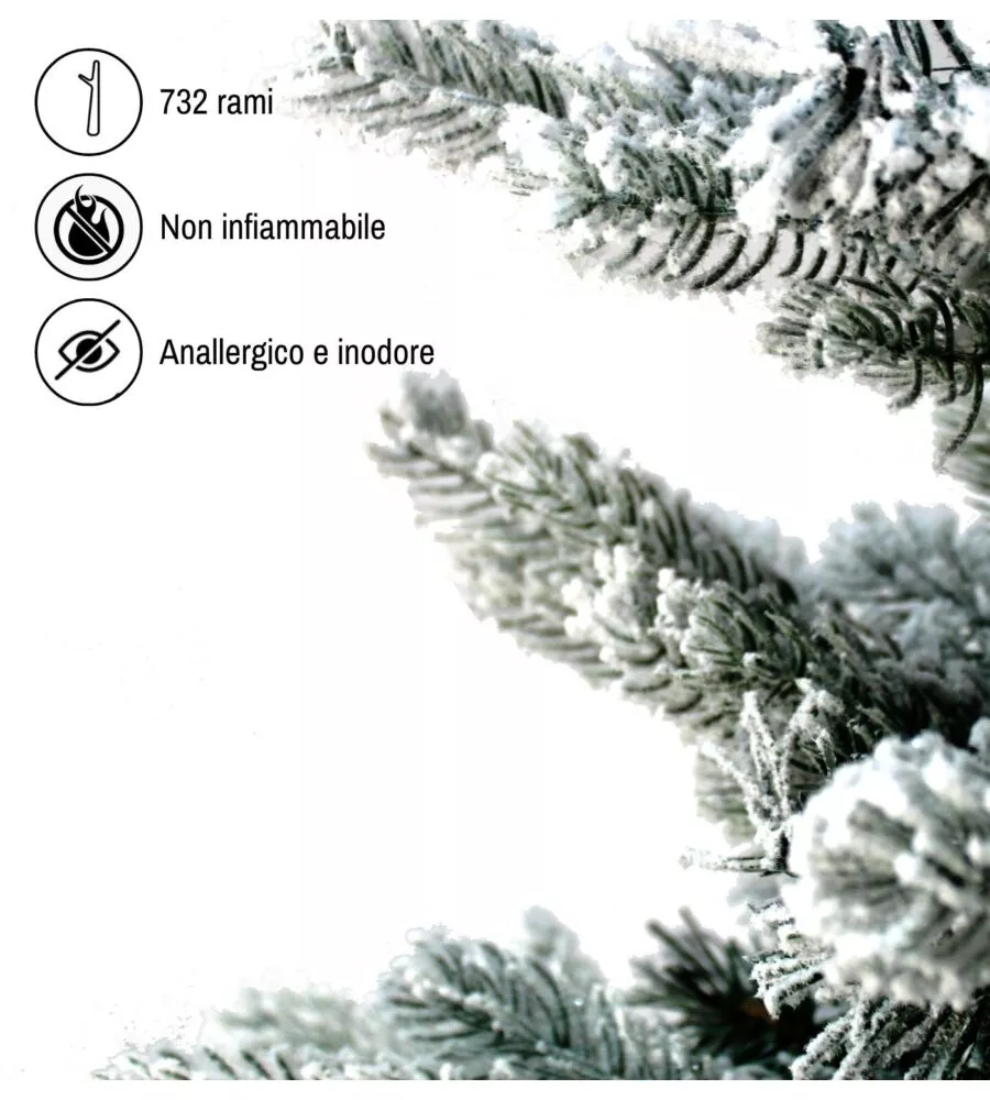 ALBERO DI NATALE ARTIFICIALE XMAS JOY "FIOCCO NEVE" VERDE EFFETTO INNEVATO 150 CM