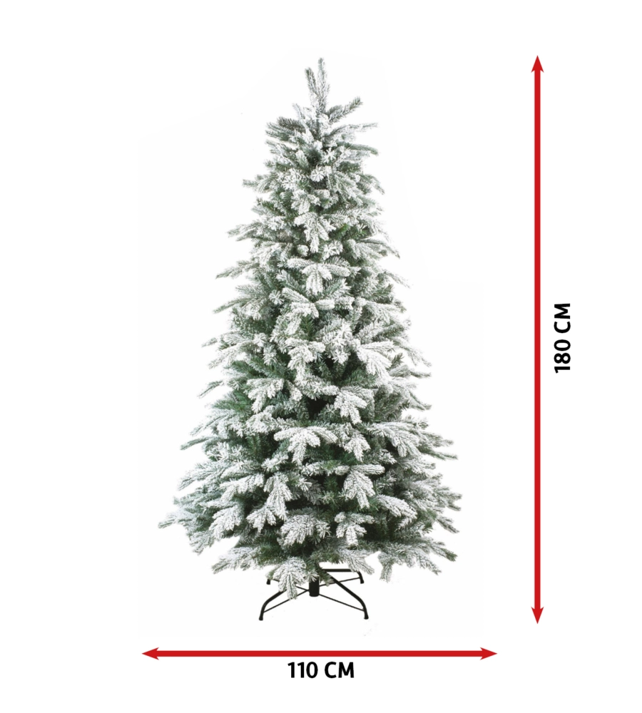 ALBERO DI NATALE "FIOCCO NEVE" CON 983 RAMI AD AGGANCIO, 180 CM