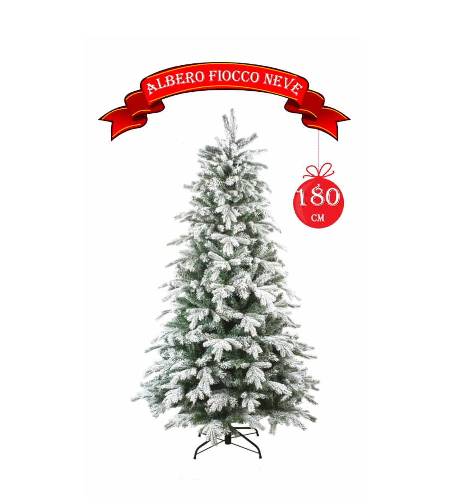 ALBERO DI NATALE "FIOCCO NEVE" CON 983 RAMI AD AGGANCIO, 180 CM