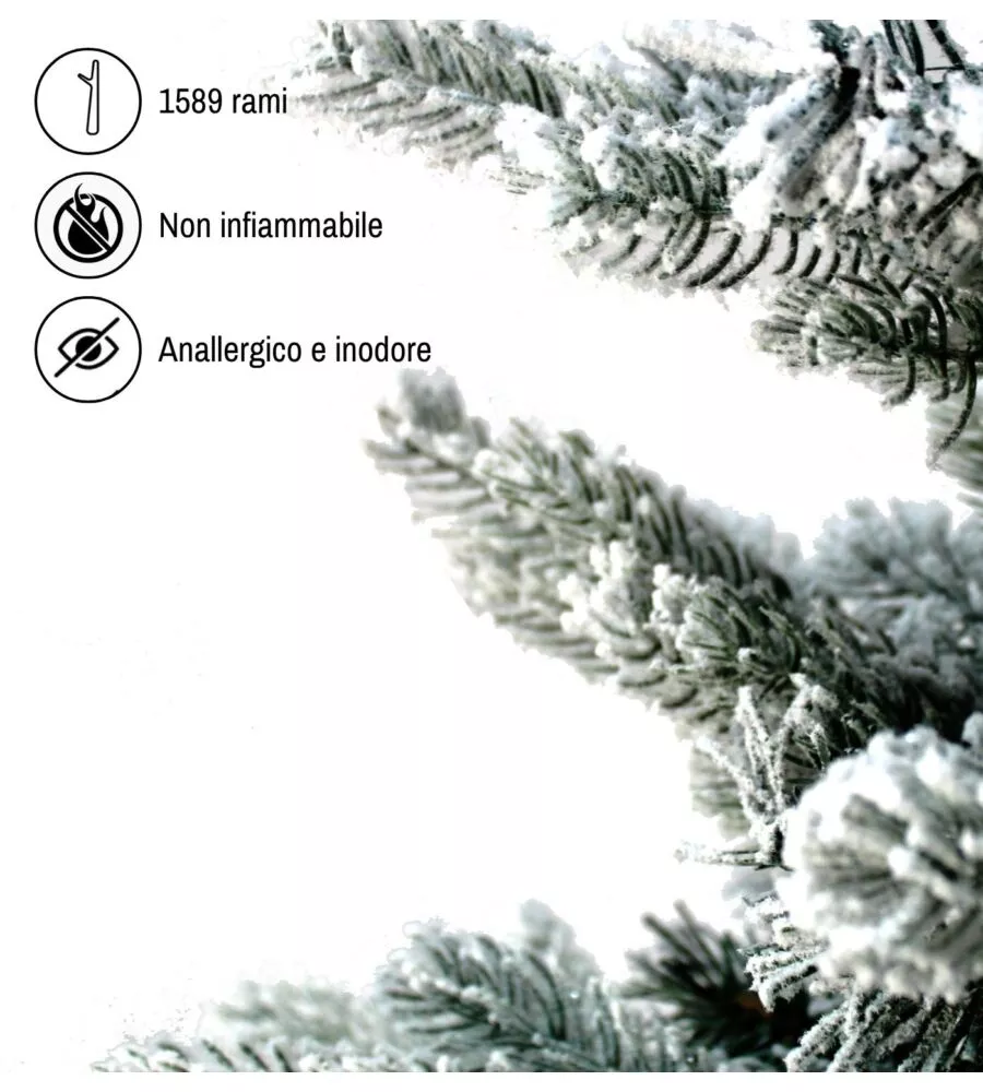 ALBERO DI NATALE ARTIFICIALE XMAS JOY "FIOCCO NEVE" VERDE EFFETTO INNEVATO 210 CM