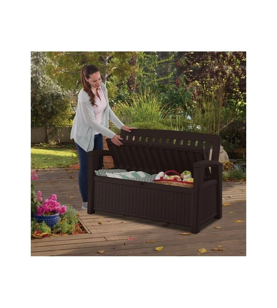PANCHINA CASSAPANCA KETER "PATIO STORAGE BENCH" IN RESINA GRAFITE 132X61,2X89 CM