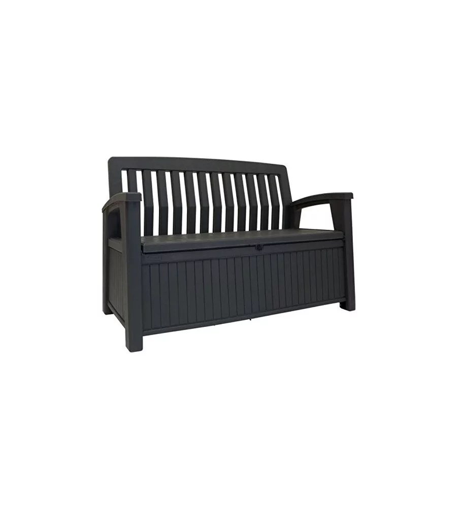 PANCHINA CASSAPANCA KETER "PATIO STORAGE BENCH" IN RESINA GRAFITE 132X61,2X89 CM