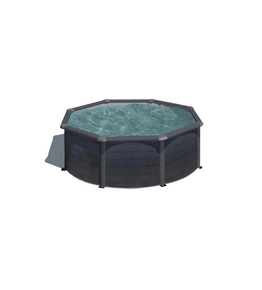 PISCINA FUORI TERRA ROTONDA GRE "KEA" IN ACCIAIO COLORE GRAFITE 350x350x120 - COD. KIT350GF