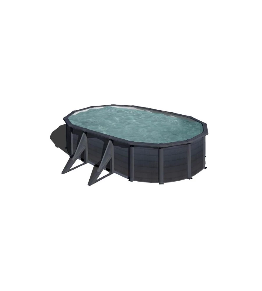 PISCINA FUORI TERRA OVALE GRE "KEA" IN ACCIAIO COLORE GRAFITE 500x300x120 - COD. KIT500GF