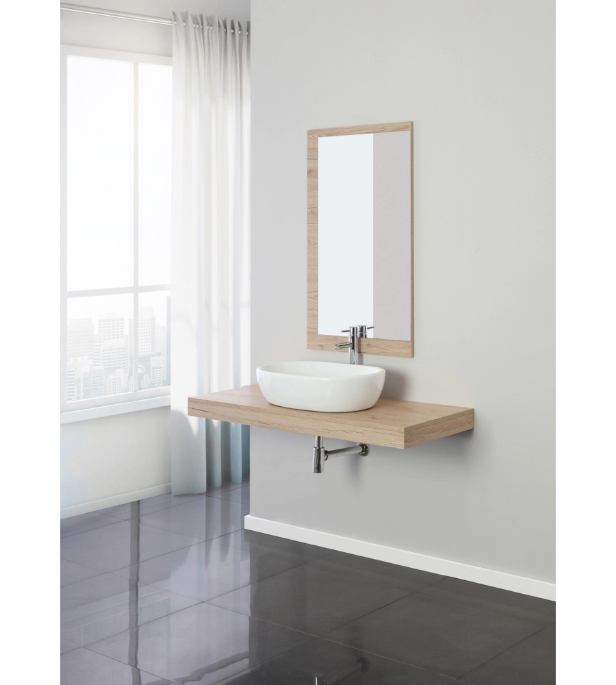 MOBILE BAGNO SOSPESO "SHELF" FINITURA ROVERE, 120X50X8 CM