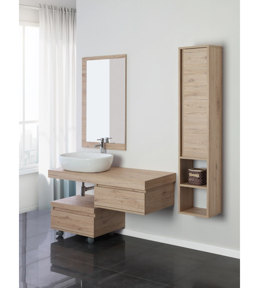 CASSETTIERA SU RUOTE "SHELF" 1 CASSETTO ROVERE, 58X48X29,5 CM