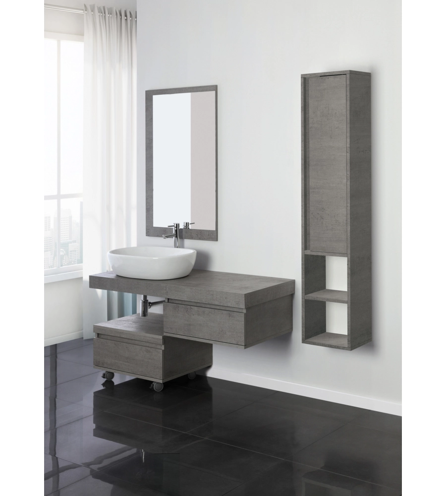 PENSILE SOSPESO PER BAGNO "SHELF" CEMENTO, 30X24X150 CM