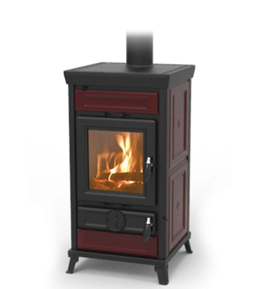 STUFA A LEGNA THERMOROSSI "ILARIA" IN MAIOLICA BORDEAUX 10,8 KW