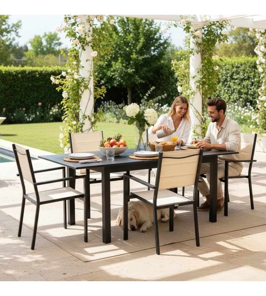 TAVOLO DA ESTERNO ALLUNGABILE EUROGARDEN IN ALLUMINIO GRIGIO 210/152X89X75 CM