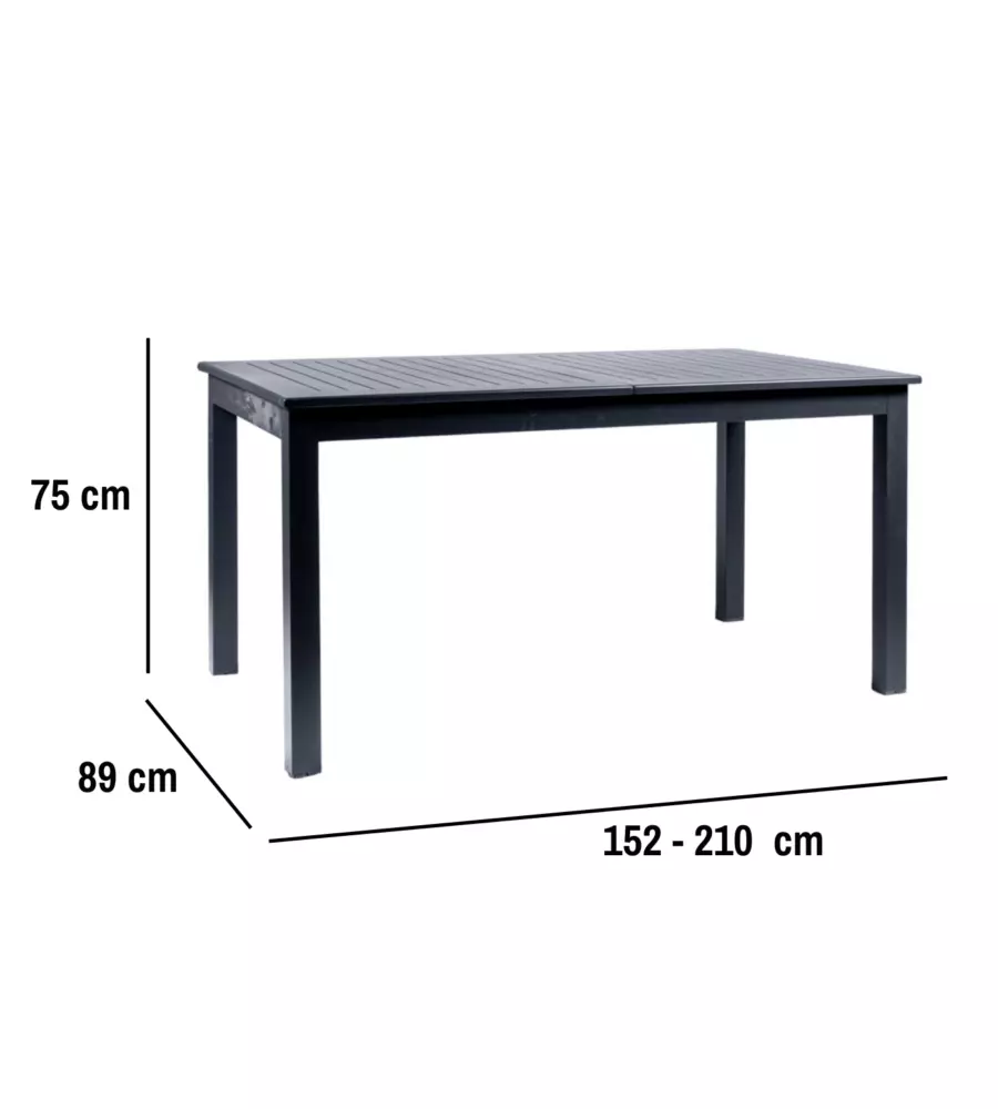 TAVOLO DA ESTERNO ALLUNGABILE EUROGARDEN IN ALLUMINIO GRIGIO 210/152X89X75 CM