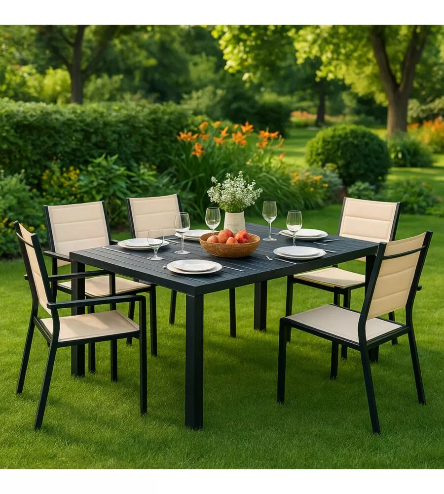 TAVOLO DA ESTERNO EUROGARDEN IN ALLUMINIO GRIGIO 152x90x75 CM