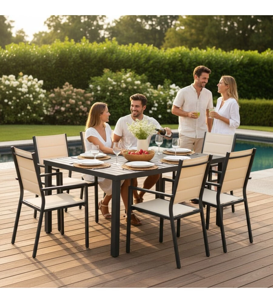 TAVOLO DA ESTERNO EUROGARDEN IN ALLUMINIO GRIGIO 152x90x75 CM