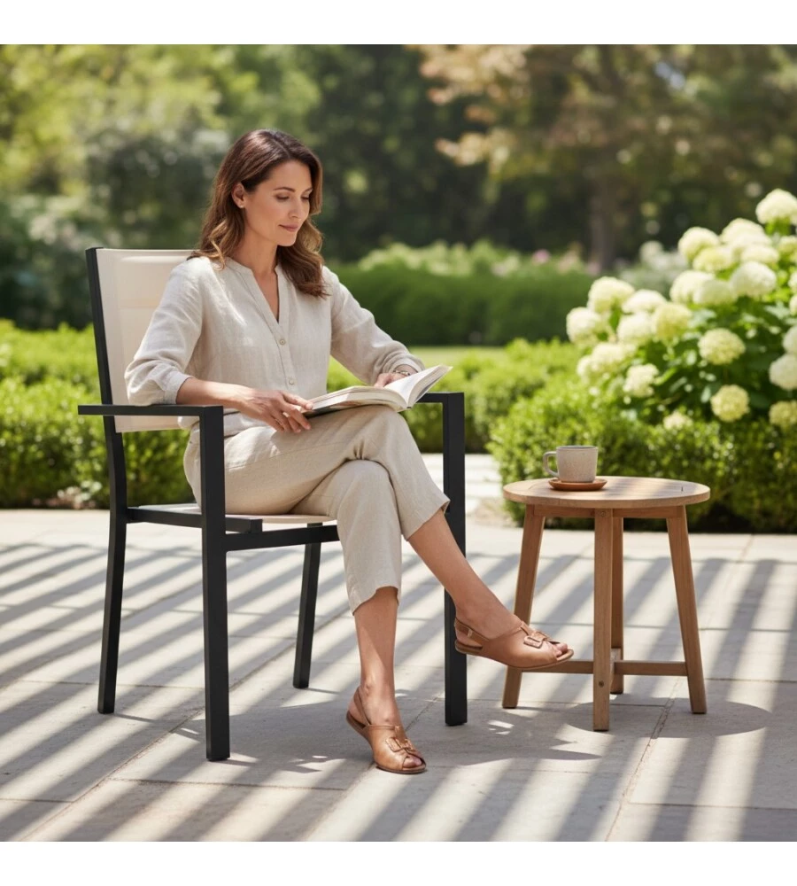 SEDIA DA ESTERNO EUROGARDEN IN ALLUMINIO E TEXTILENE PANNA 60X56,5X87 CM