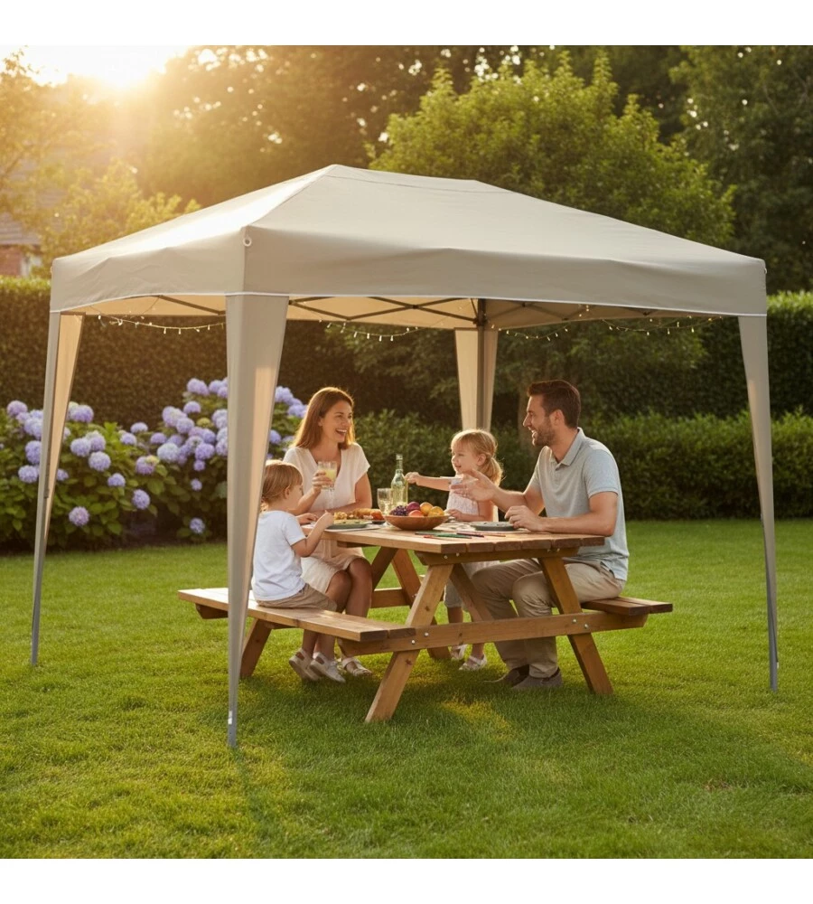 GAZEBO DA ESTERNO PIEGHEVOLE EUROGARDEN IN ACCIAIO TAUPE 2X3 M