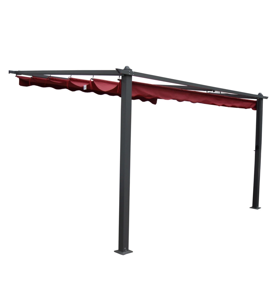 PERGOLA ADDOSSATA DA ESTERNO EUROGARDEN "DAIANA" IN ALLUMINIO BURGUNDY 4X3 M
