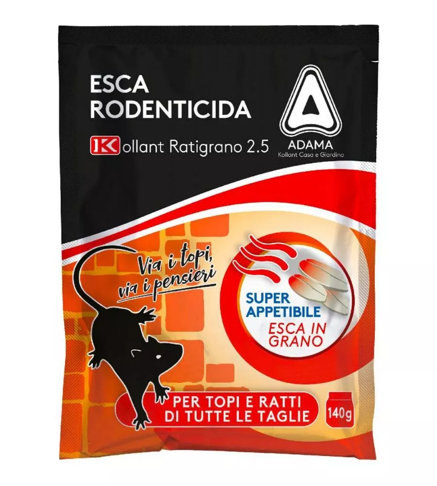 ESCA RODENTICIDA "RATINGRANO 2.5" IN GRANO, 140 GRAMMI
