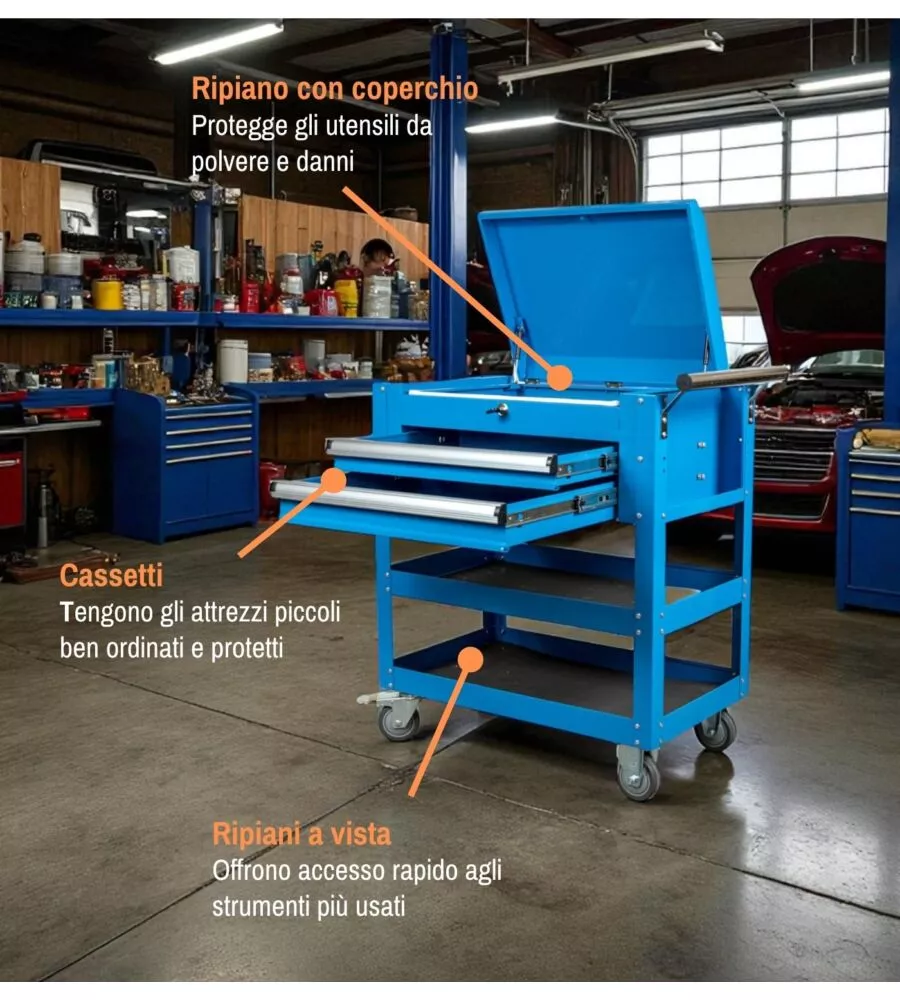 CASSETTIERA PORTA ATTREZZI CON RUOTE EASY SYSTEM 76X44X76 CM