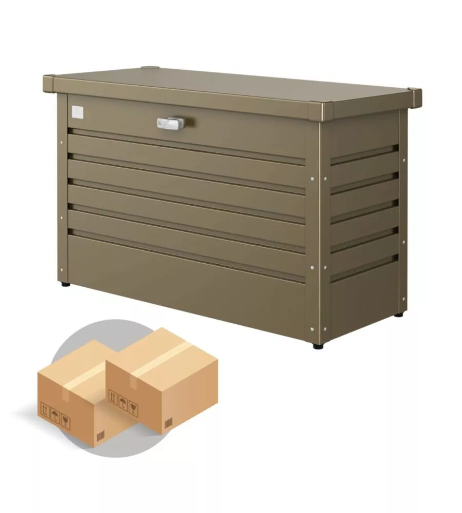 BAULE POSTALE PER PACCHI IMPERMEABILE BIOHORT "PAKET-BOX 100" IN ACCIAIO ZINCATO BRONZO METALLIZZATO 195 LT 101X46X61 CM - COD. 62910