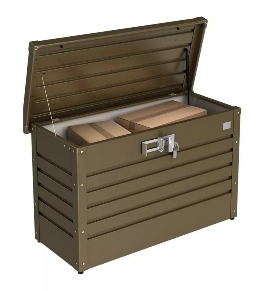 BAULE POSTALE PER PACCHI IMPERMEABILE BIOHORT "PAKET-BOX 100" IN ACCIAIO ZINCATO BRONZO METALLIZZATO 195 LT 101X46X61 CM - COD. 62910