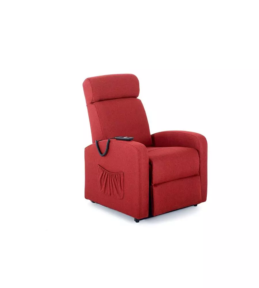 POLTRONA CON RECLINER E ALZATA ELETTRICA "MARTA" ROSSA, 75X78X110 CM