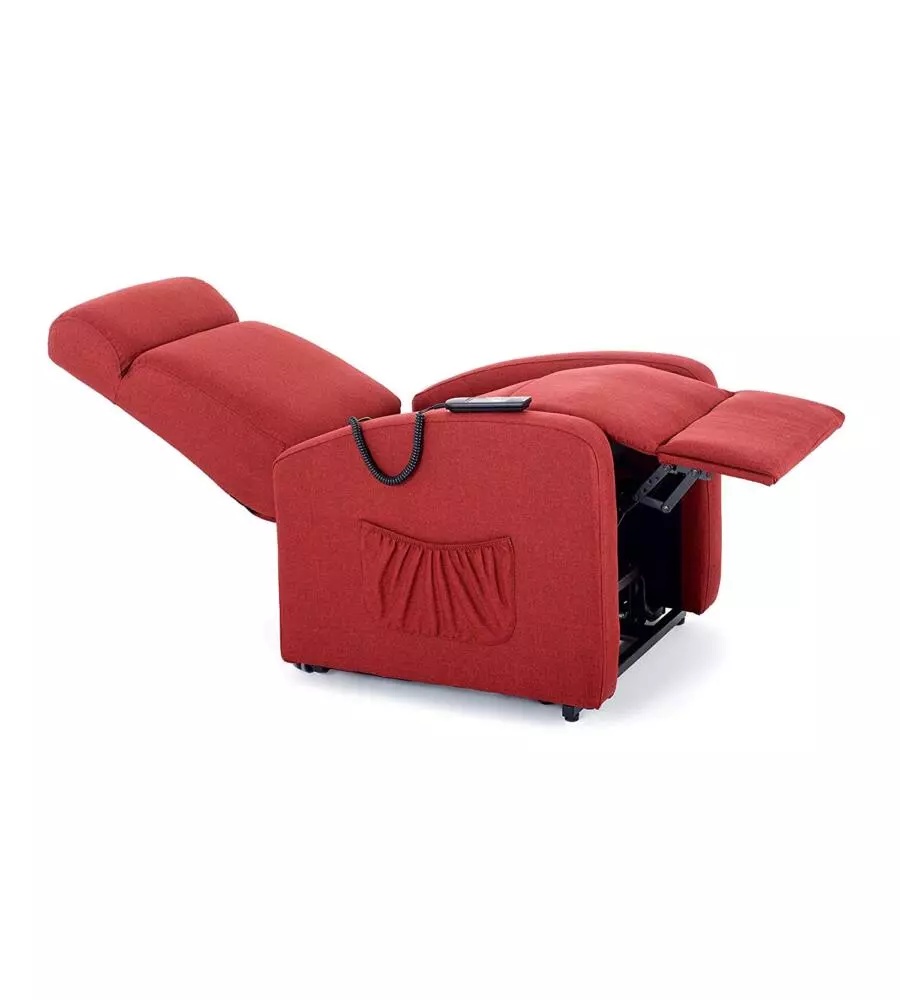 POLTRONA CON RECLINER E ALZATA ELETTRICA "MARTA" ROSSA, 75X78X110 CM