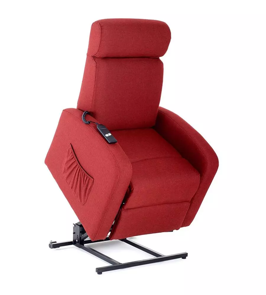 POLTRONA CON RECLINER E ALZATA ELETTRICA "MARTA" ROSSA, 75X78X110 CM