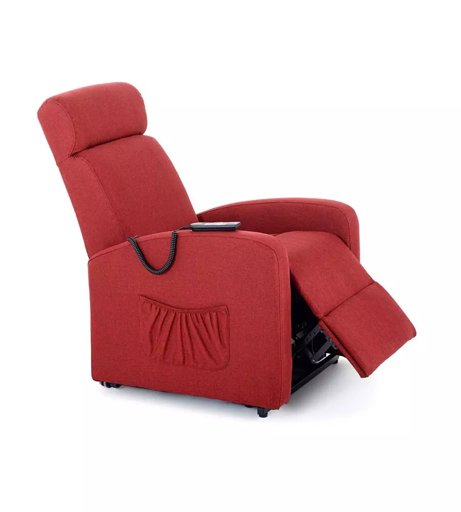 POLTRONA CON RECLINER E ALZATA ELETTRICA "MARTA" ROSSA, 75X78X110 CM