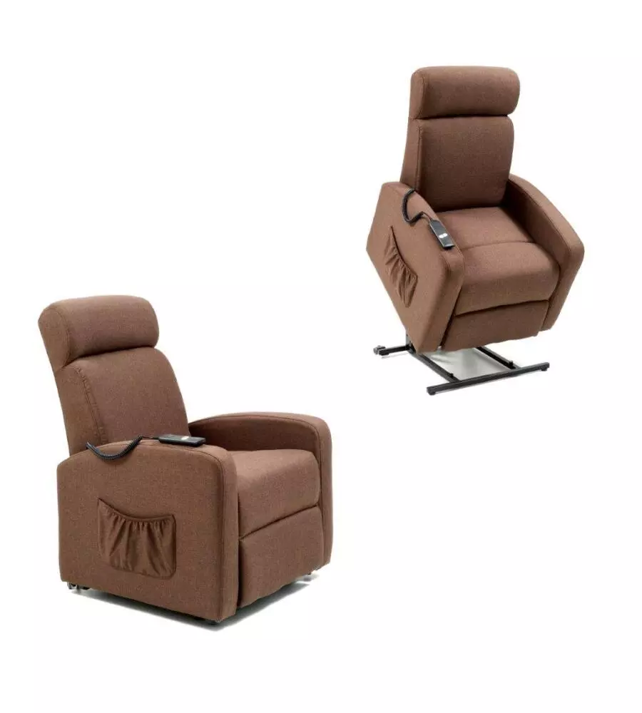 POLTRONA CON RECLINER E ALZATA ELETTRICA "MARTA" MARRONE, 75X78X110 CM