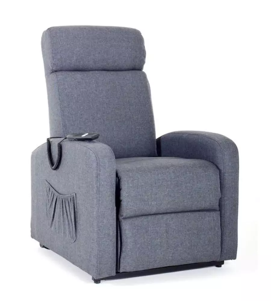 POLTRONA CON RECLINER E ALZATA ELETTRICA "MARTA" BLU, 75X78X110 CM