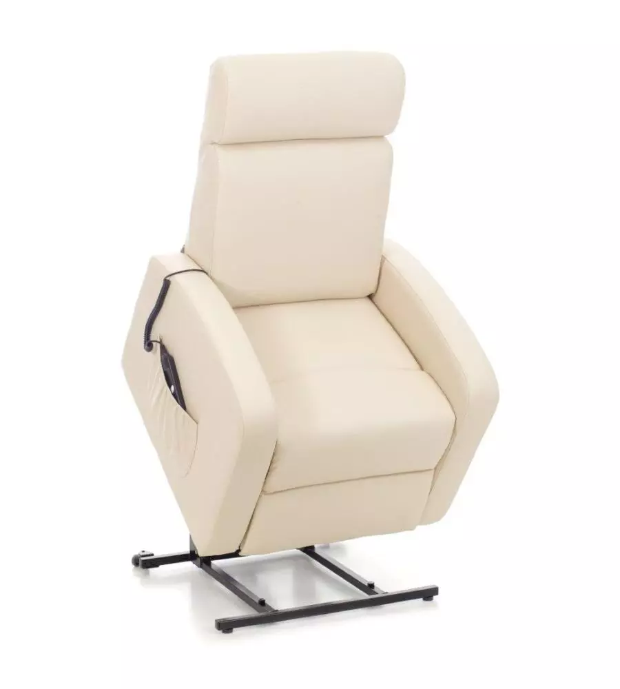 POLTRONA CON RECLINER E ALZATA ELETTRICA "KATIA" CREMA, 75X78X110 CM