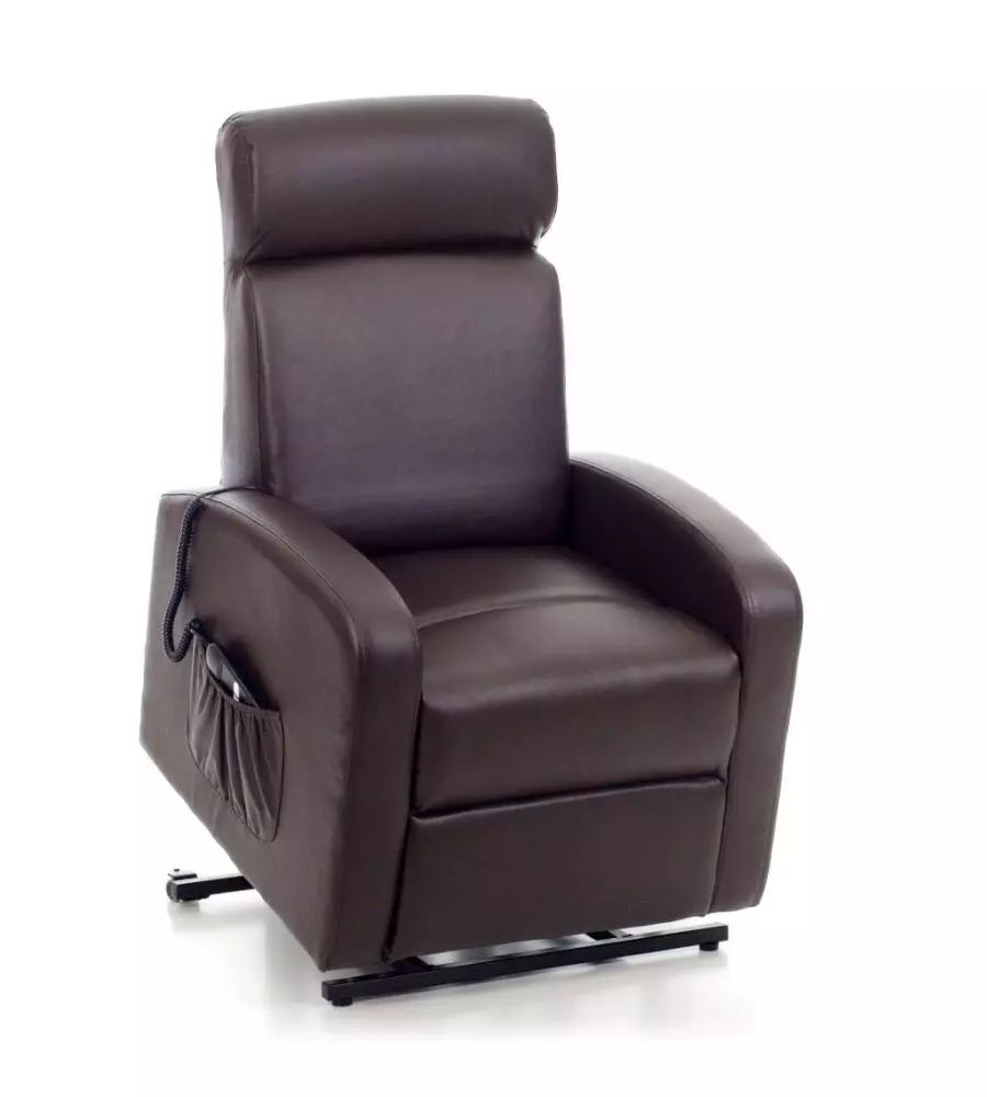 POLTRONA CON RECLINER E ALZATA ELETTRICA "KATIA" MARRONE, 75X78X110 CM