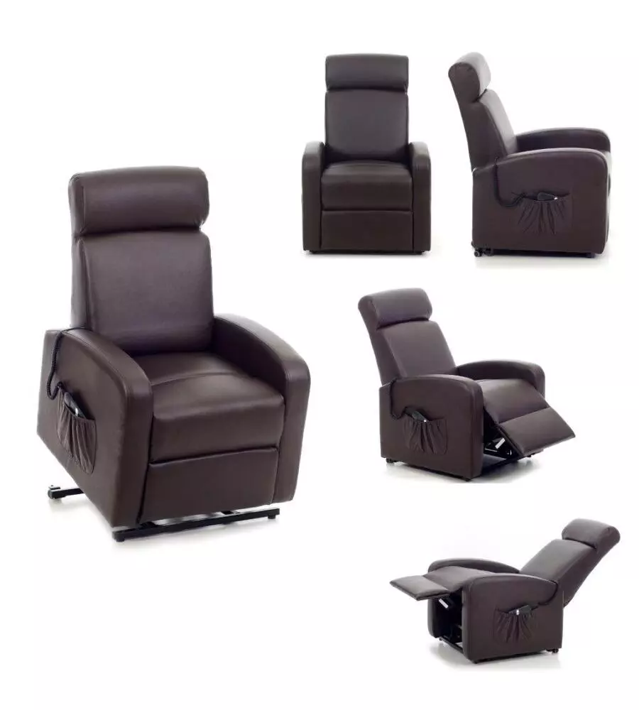 POLTRONA CON RECLINER E ALZATA ELETTRICA "KATIA" MARRONE, 75X78X110 CM