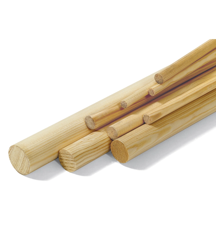 BASTONI TONDI LISCI IN PINO NETTO NODI  Ø 23 X 1000 MM