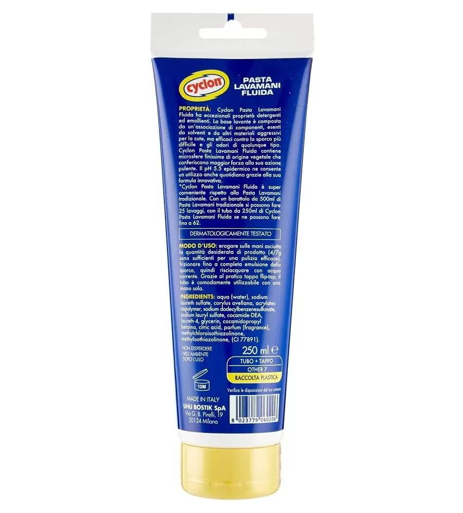 PASTA LAVAMANI FLUIDA CYCLON - TUBO 250 ML