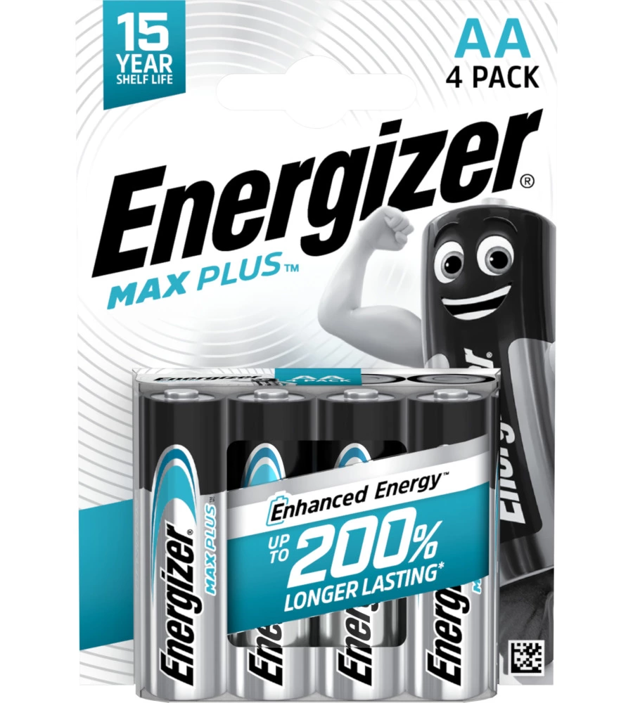 BATTERIE ALCALINE ENERGIZER "MAX PLUS" AA 4 PEZZI