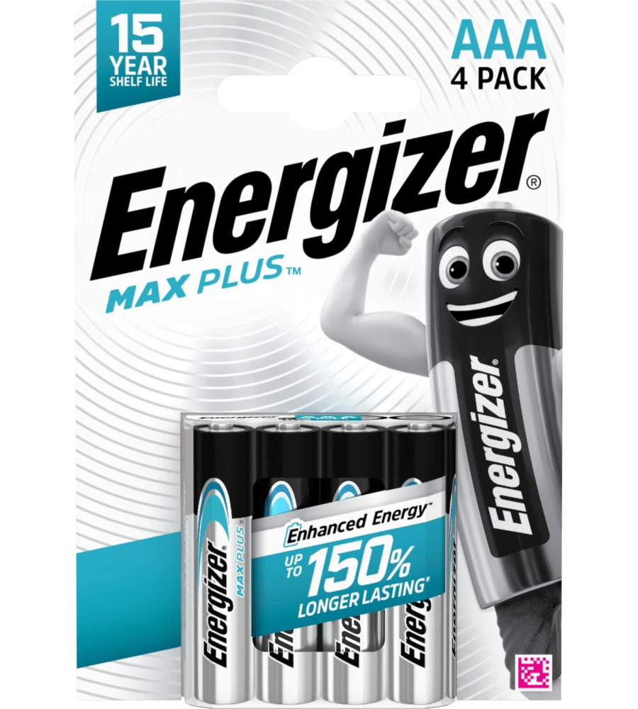 BATTERIE ALCALINE ENERGIZER "MAX PLUS" AAA 4 PEZZI