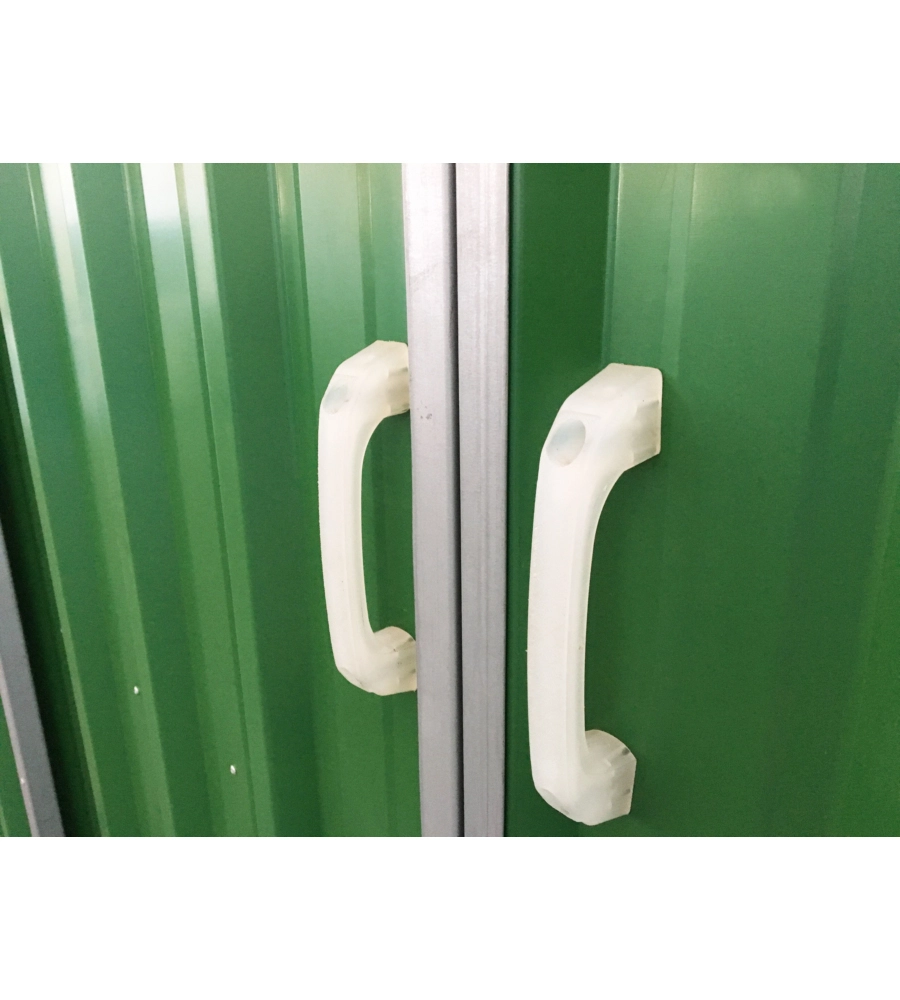 CASETTA DA GIARDINO IN LAMIERA ZINCATA DOMUS "S" VERDE CON PORTE SCORREVOLI 187X131X194 CM