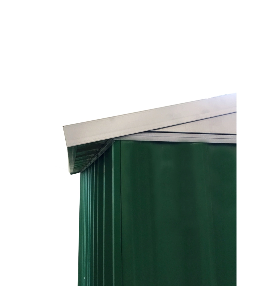 CASETTA DA ESTERNO IN LAMIERA ZINCATA DOMUS "S" VERDE CON PORTE SCORREVOLI 187X131X194 CM