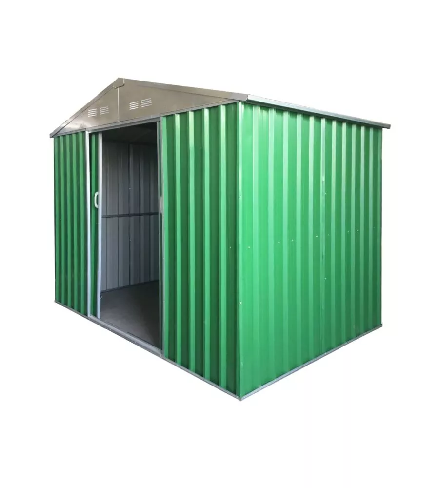CASETTA DA ESTERNO IN LAMIERA ZINCATA DOMUS "M" VERDE CON PORTE SCORREVOLI 187X173X194 CM