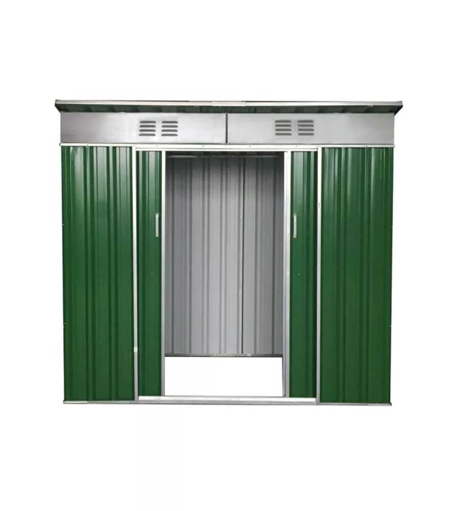CASETTA IN LAMIERA ZINCATA DOMUS VERDE CON TETTO PIATO 173X145X200 CM