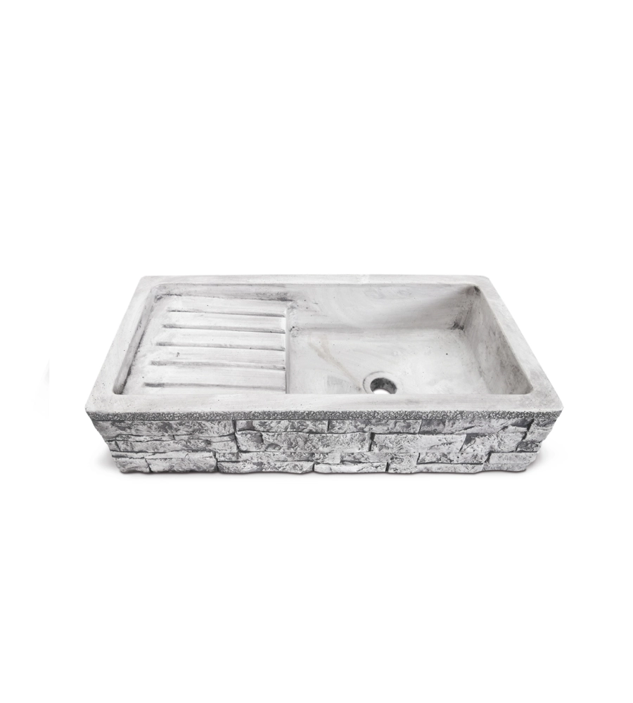 LAVANDINO DA GIARDINO "GAETA 80" IN CEMENTO ANTICATO COLORE GRIGIO - 80x40x20 CM