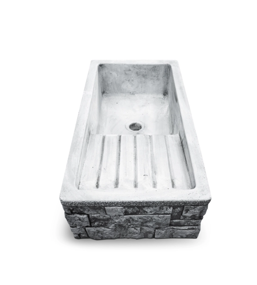 LAVANDINO DA GIARDINO "GAETA 80" IN CEMENTO ANTICATO COLORE GRIGIO - 80x40x20 CM