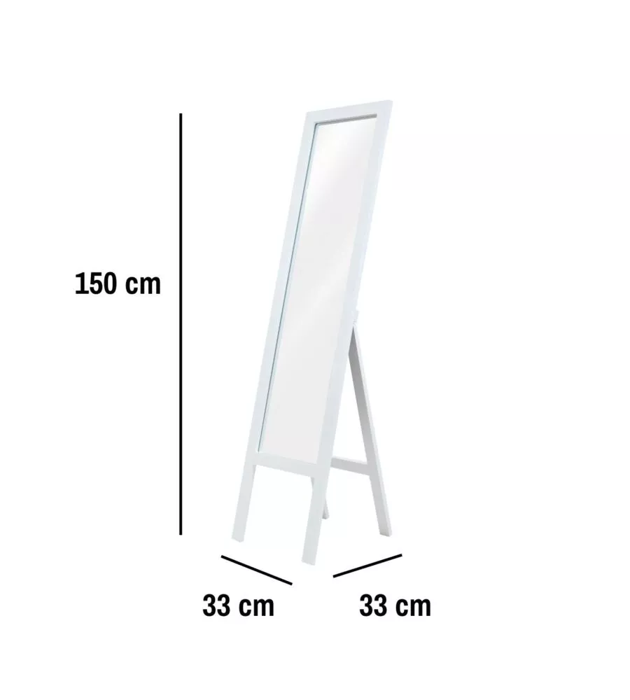 SPECCHIO DA TERRA BELLAHOME CON CORNICE BIANCO 33X150 CM