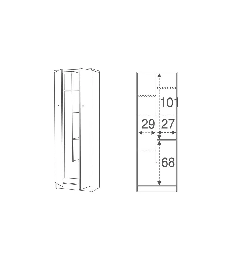ARMADIO PORTASCOPE BIANCO FIAMMATO 62X34X183 CM